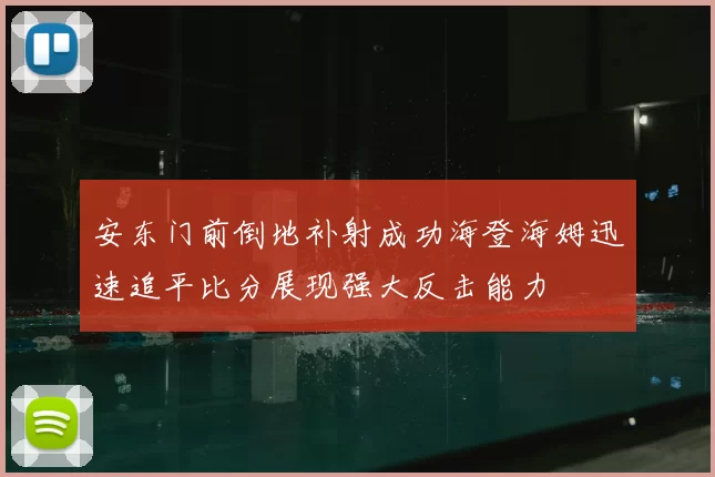 安东门前倒地补射成功海登海姆迅速追平比分展现强大反击能力